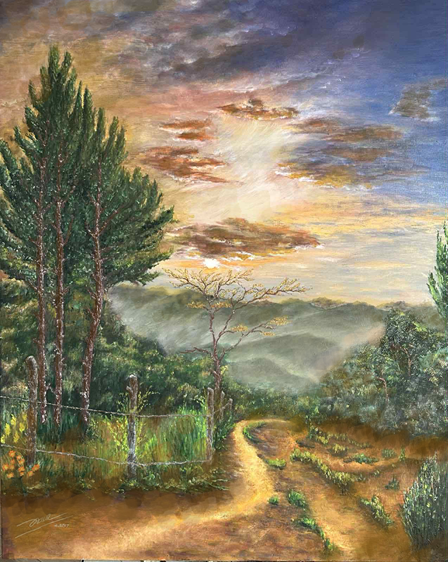 Sunset On The Way Home original oil painting by Nam Hoang Kim